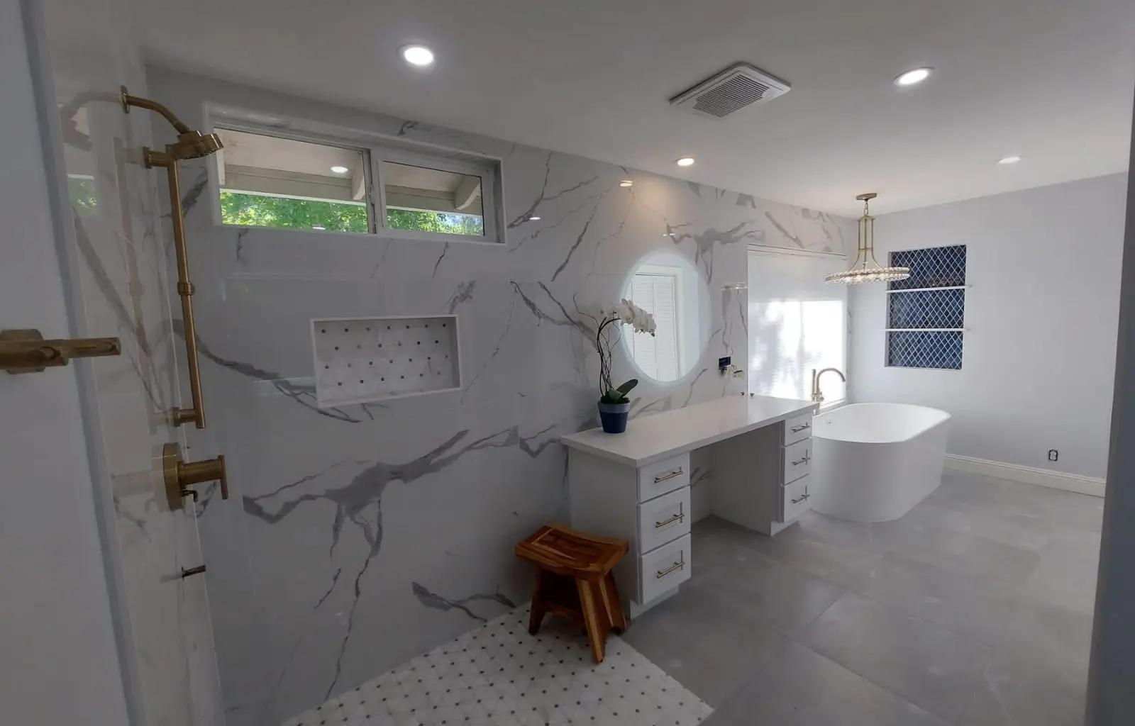 Spa-inspired bathroom renovation completed by General Contractor Ruston in Point Ruston